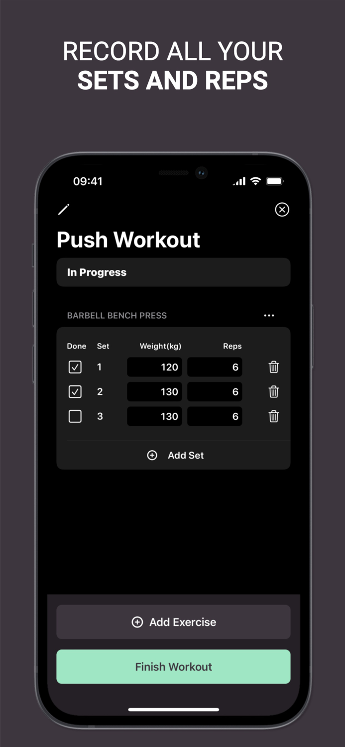Set and Rep Counter Workout Log