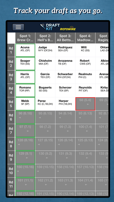 Fantasy Baseball Draft Kit '24 Screenshot