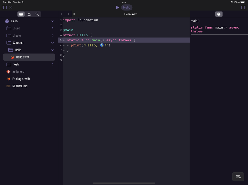 #1. Hacky: A Swifty IDE (iOS) بواسطة: Hacky