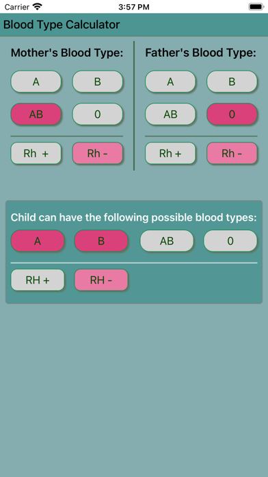 Blood Type Calculator Screenshot