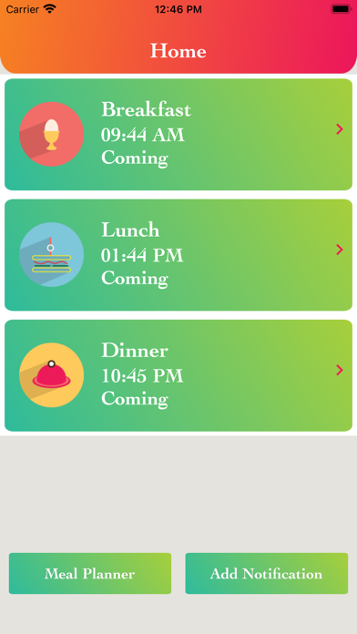 EatMeal Notifier Reminder Screenshot