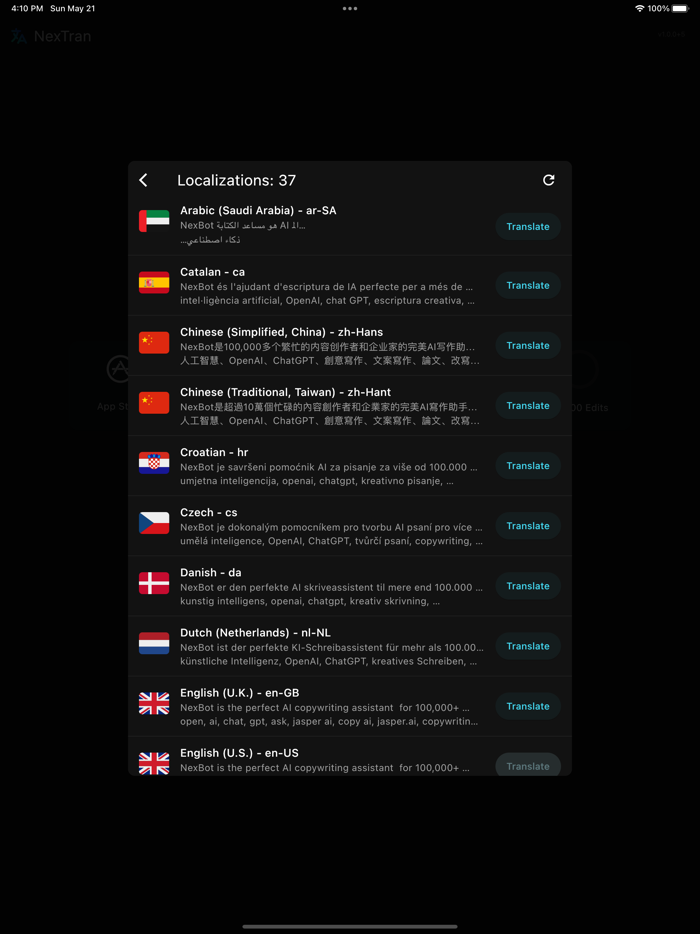 NexTran App Listing Translator