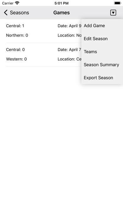 Lacrosse Statistics Screenshot