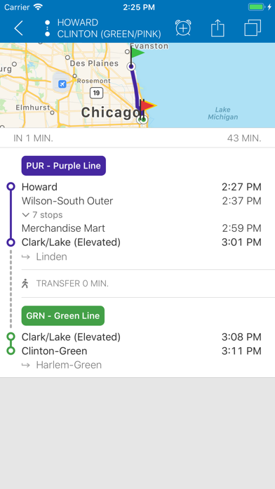 ezRide Chicago CTA Transit Screenshot