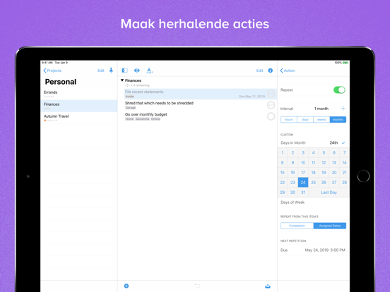 OmniFocus 3 iPad app afbeelding 6