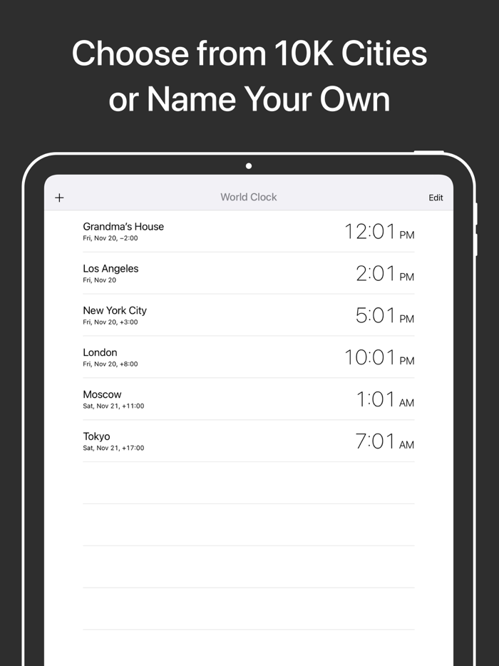 World Clock Time Zone Widgets