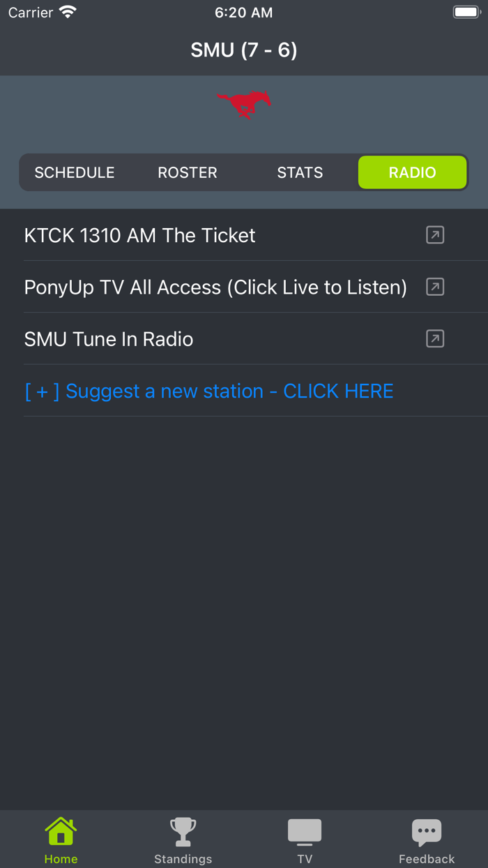 SMU Football Schedules