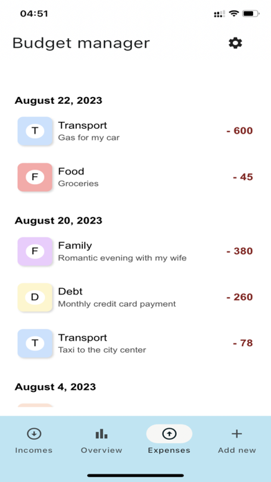 Turenko's Budget Manager App Screenshot