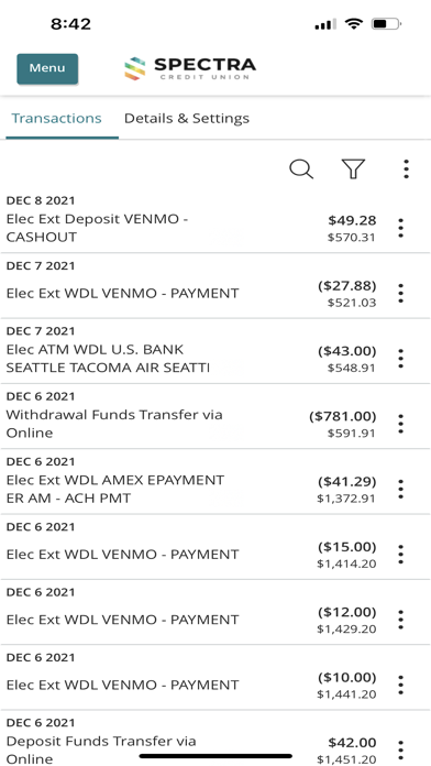 SpectraCU Mobile Banking Screenshot