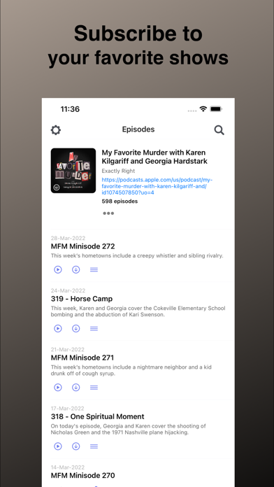 True Crime Podcast App Screenshot