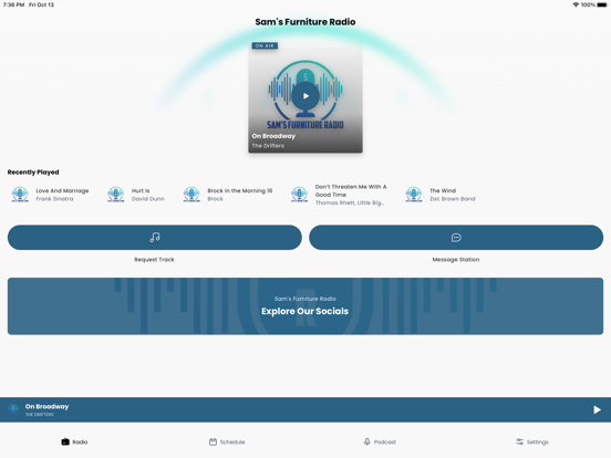 Sam's Furniture Radio iPad screenshot 1 - Music app
