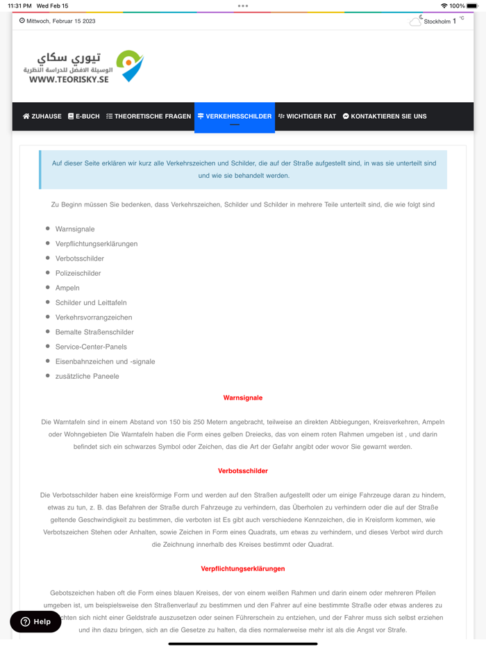 Teori B krkort - Tyska