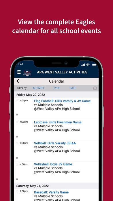 APA West Valley Activities Screenshot