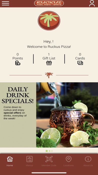 Ruckus Pizza Loyalty Screenshot