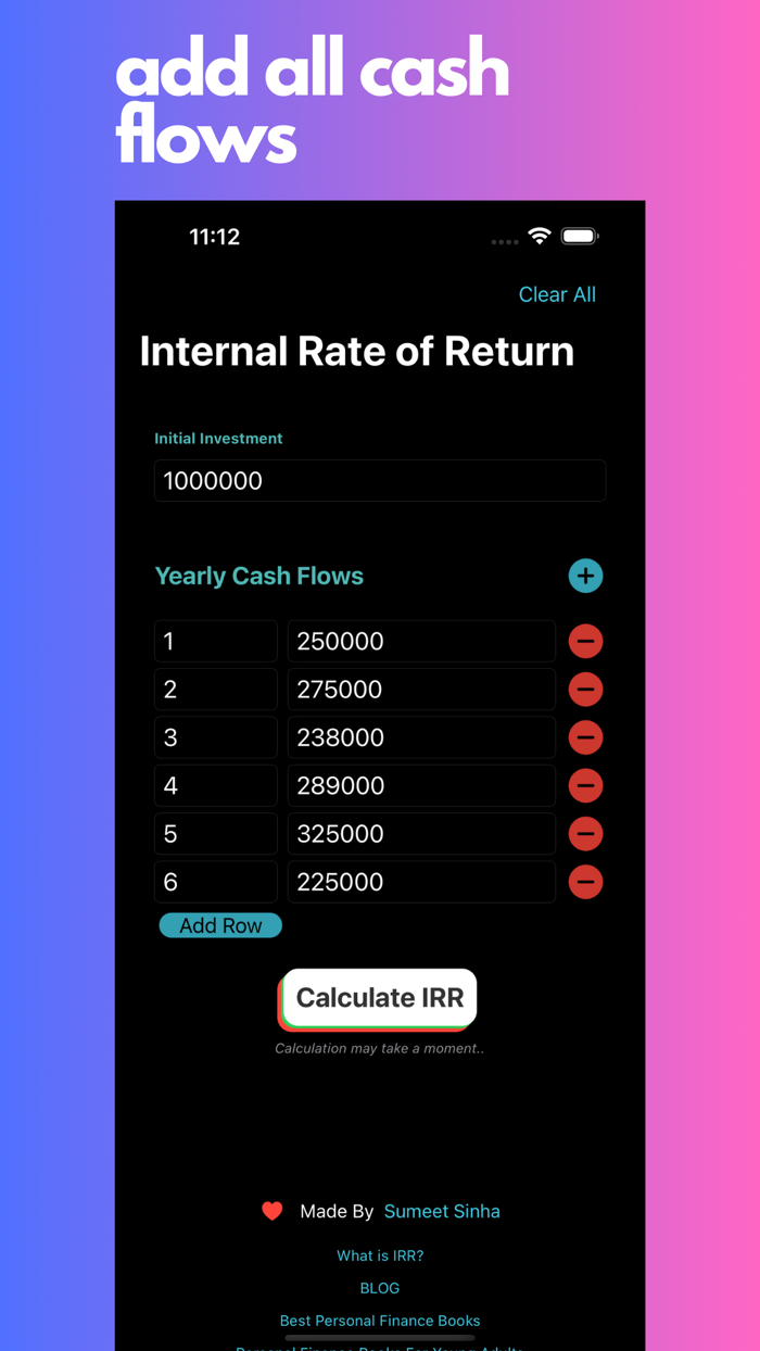 IRR Calculator