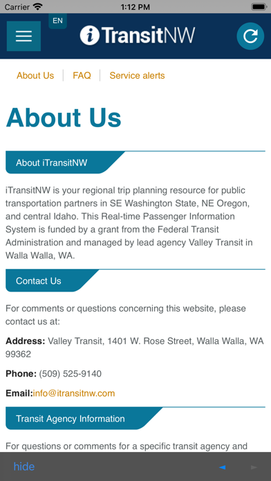 Pendleton Transit Screenshot
