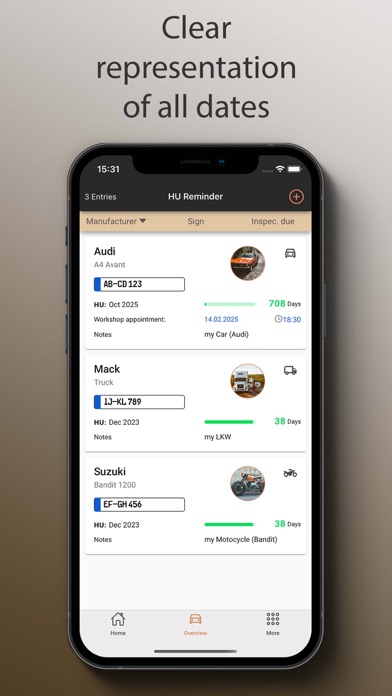 HU Reminder :: MOT reminder Screenshot