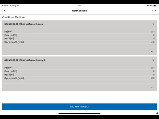 Grundfos Energy Check Tool iPad screenshot