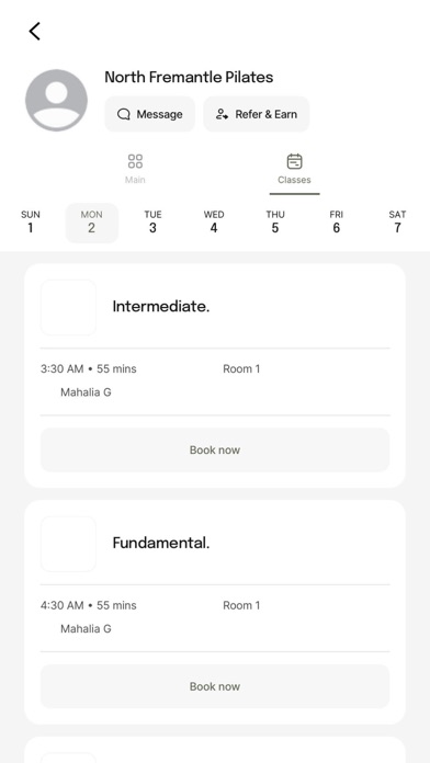 North Fremantle Pilates App Screenshot