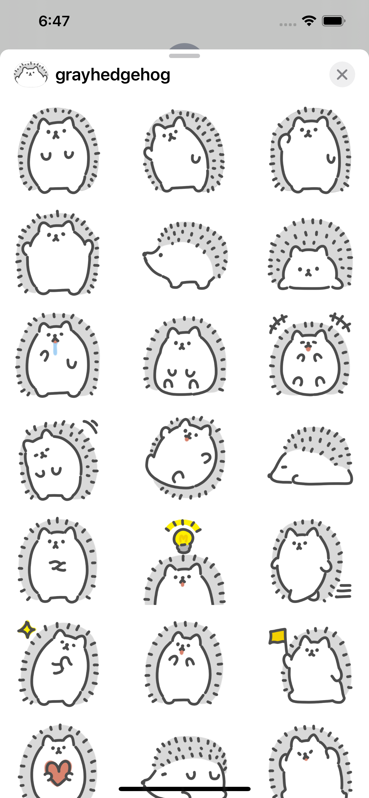 gray hedgehog sticker
