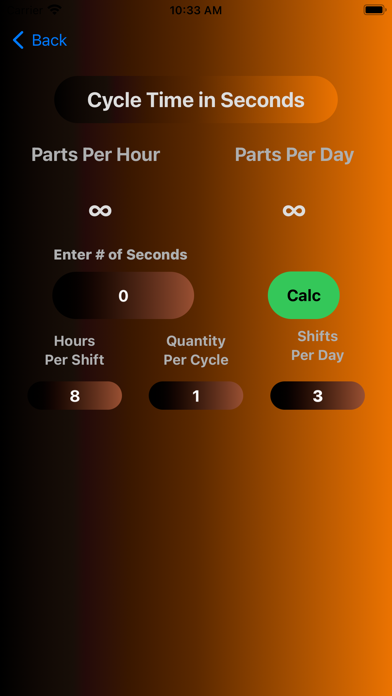 Cycle Time Calculator Screenshot