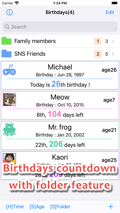 Birthdays Countdown Screenshot