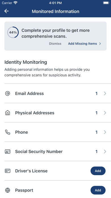 Zander ID Theft Protection Screenshot