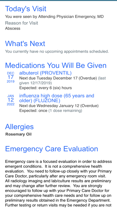 Cottage Health MyChart Screenshot