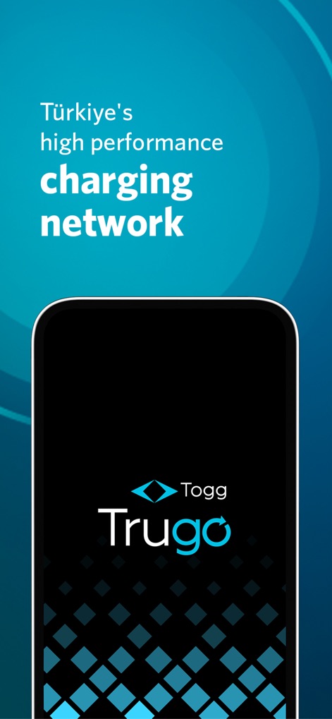 Trugo - The app introduces its distinctive branding and highlights its position as Türkiye's high-performance charging network.