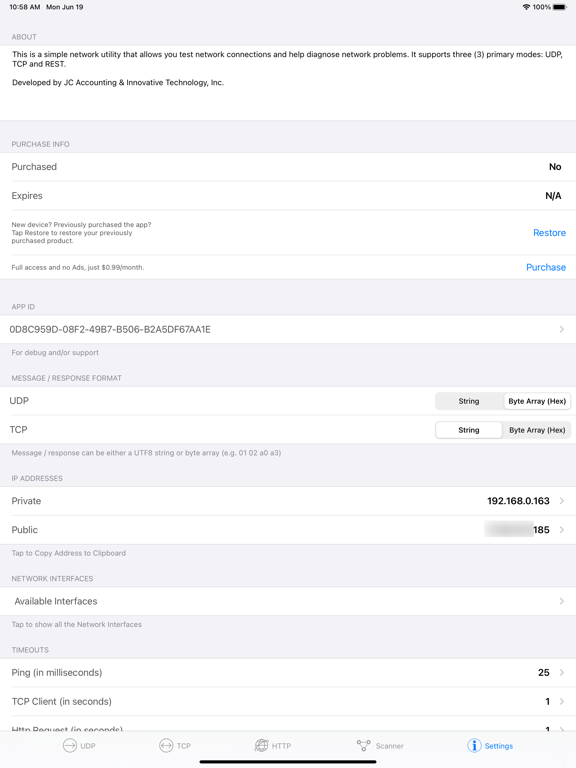 UDP/TCP/REST Network Utility iPad screenshot 9 - Utilities app