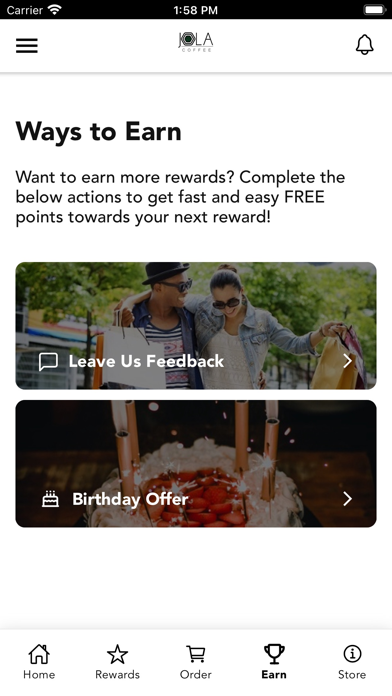 Jola Coffee Rewards Screenshot