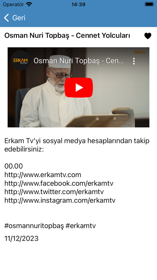 #6. Erkam TV (iOS) 게시자: Erkam Medya