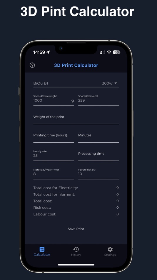 #1. 3D Printer Cost Calculator (iOS) 由: Reme Le Hane