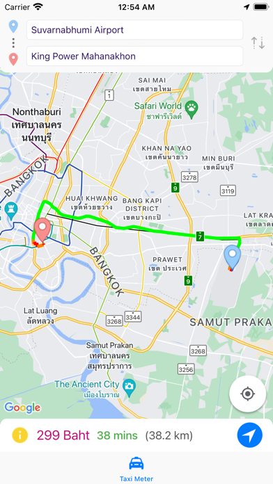 Bangkok Taxi Fare Calculator Screenshot
