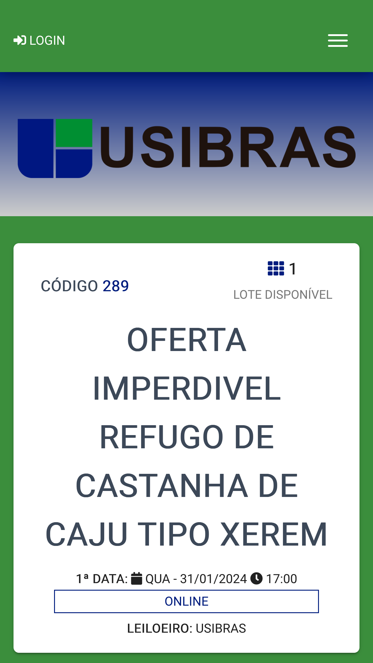 Leilão Usibras