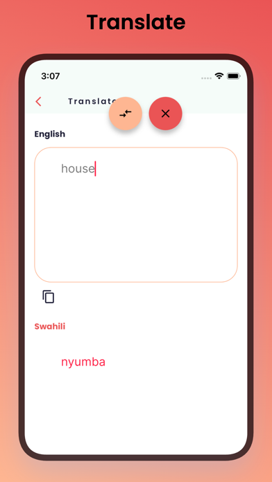 Swahili-English Learning App Screenshot