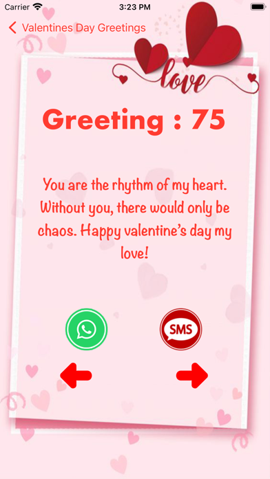 Valentine Day Greetings SMS Screenshot