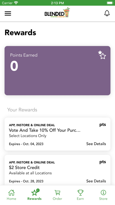Blended Smoothies Rewards Screenshot