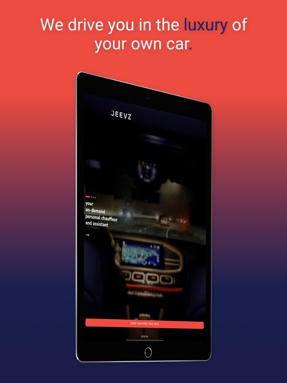Jeevz - Personal Driver iPad screenshot 2 - Lifestyle app