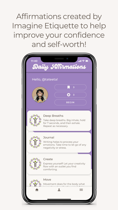 Screenshot #1 pour Imagine Etiquette Affirmations