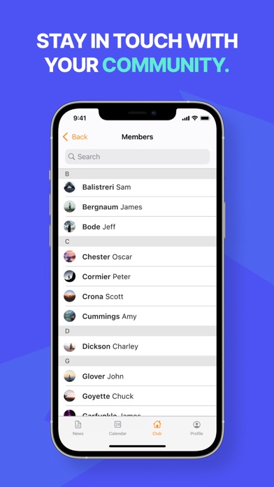 The Club App Screenshot