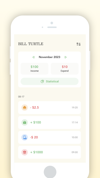 Bill Turtle - Money Expense Screenshot