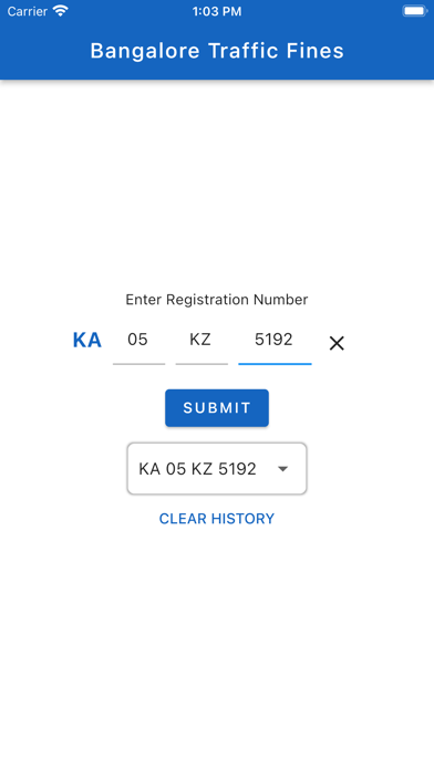 Bangalore Traffic Check Fines Screenshot