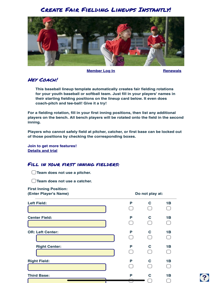 Baseball Fielding Rotation App