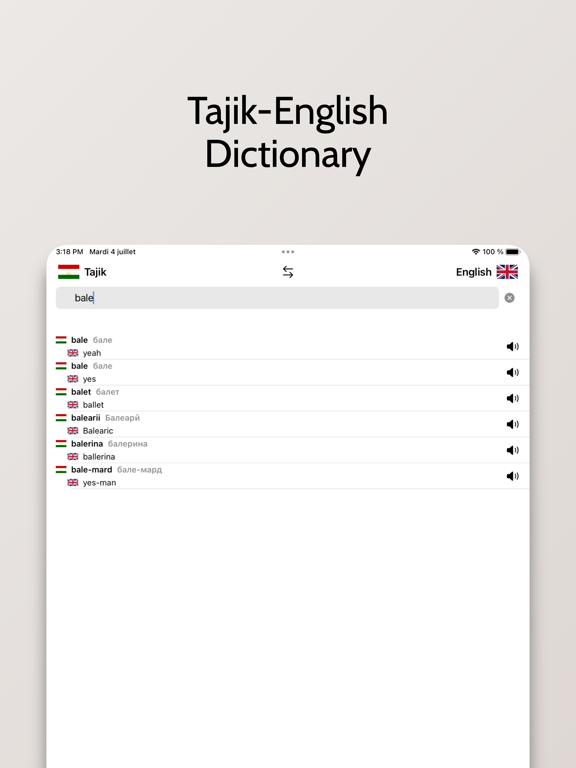 Tajik-English Dictionary iPad screenshot 3 - Reference app