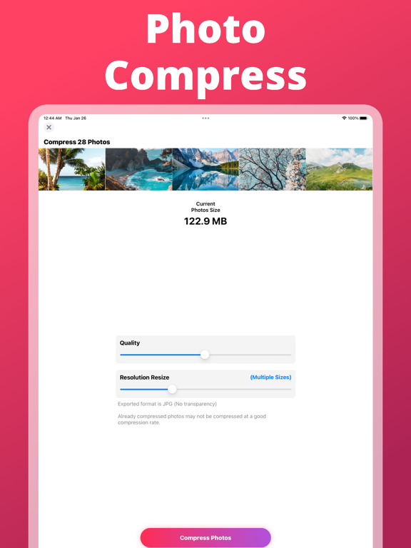 Photo Compress File Compressor iPad screenshot 1 - Photo & Video app