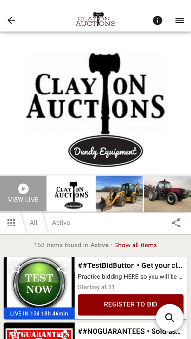 Clayton Auctions Screenshot
