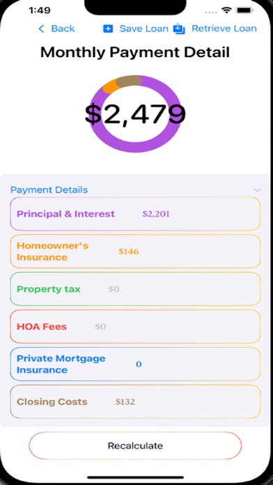 Mortgage Payments Calculator Screenshot
