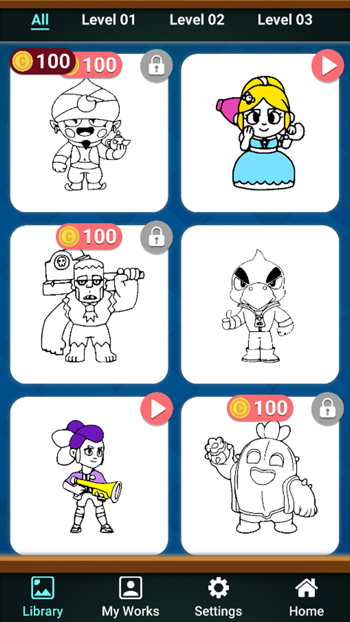 Stars Coloring Brawl All Skins