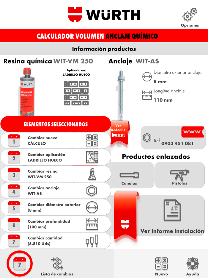 Calculador volumen anclajes